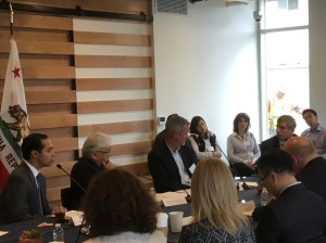 Sunnyvale Mayor Glenn Hendricks discusses with Congressman Mike Honda and HUD Secretary Julian Castro the difficulty of providing homeless housing in Silicon Valley